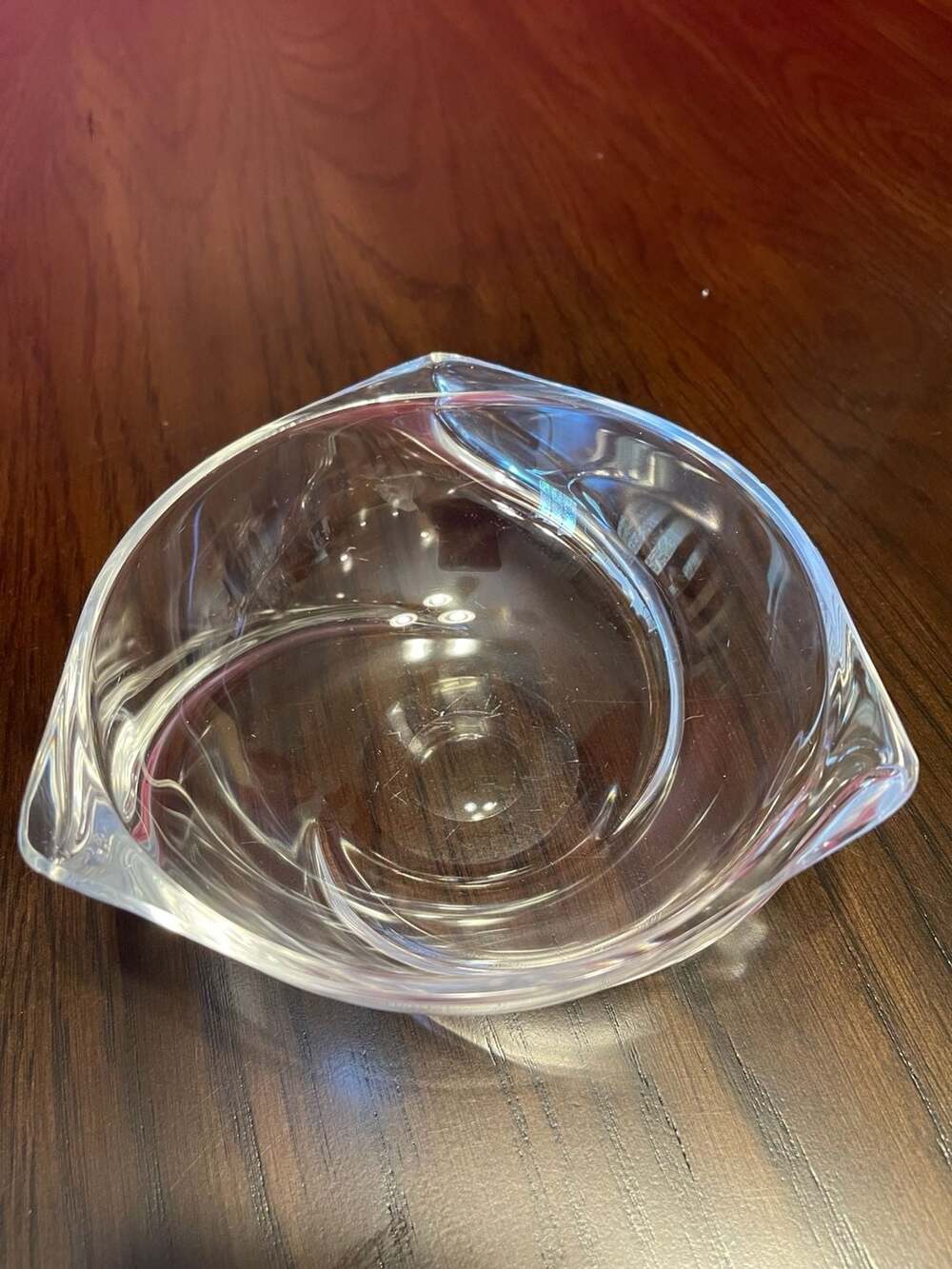 Val St. Lambert Belgium Crystal Romy Pattern 6.5” Trefoil Swirl Bowl 1961-1972